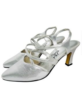 PM Collection 925 Silver Slingback Shoes 8 Wide NWT